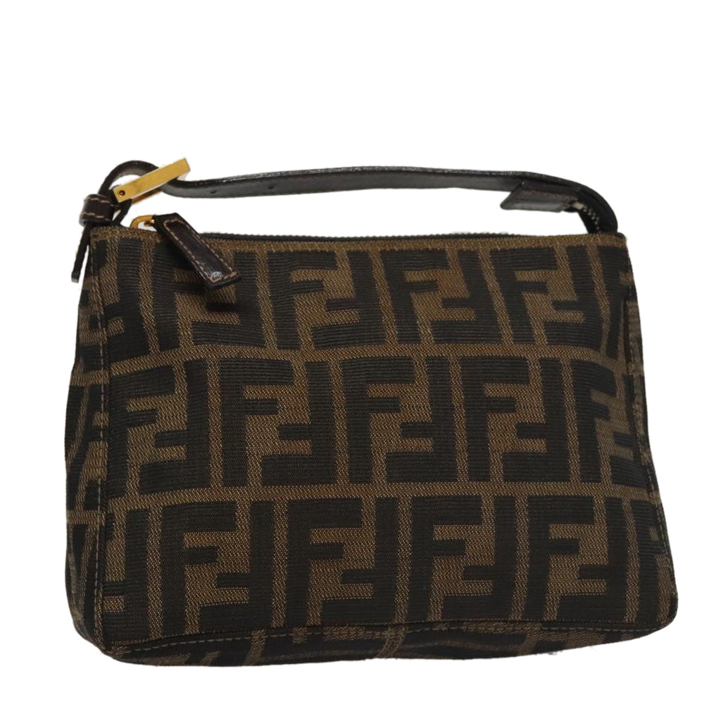 FENDI Zucca Canvas Accessory Pouch Brown Black goldmr873