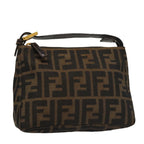FENDI Zucca Canvas Accessory Pouch Brown Black goldmr873