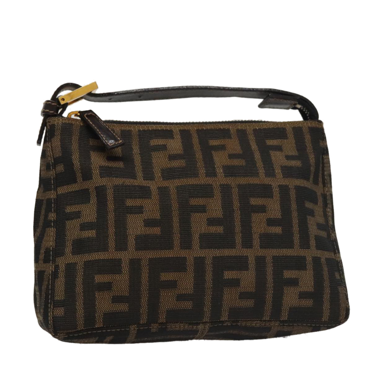 FENDI Zucca Canvas Accessory Pouch Brown Black goldmr873