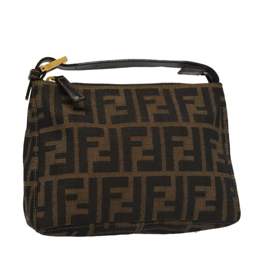 FENDI Zucca Canvas Accessory Pouch Brown Black goldmr873