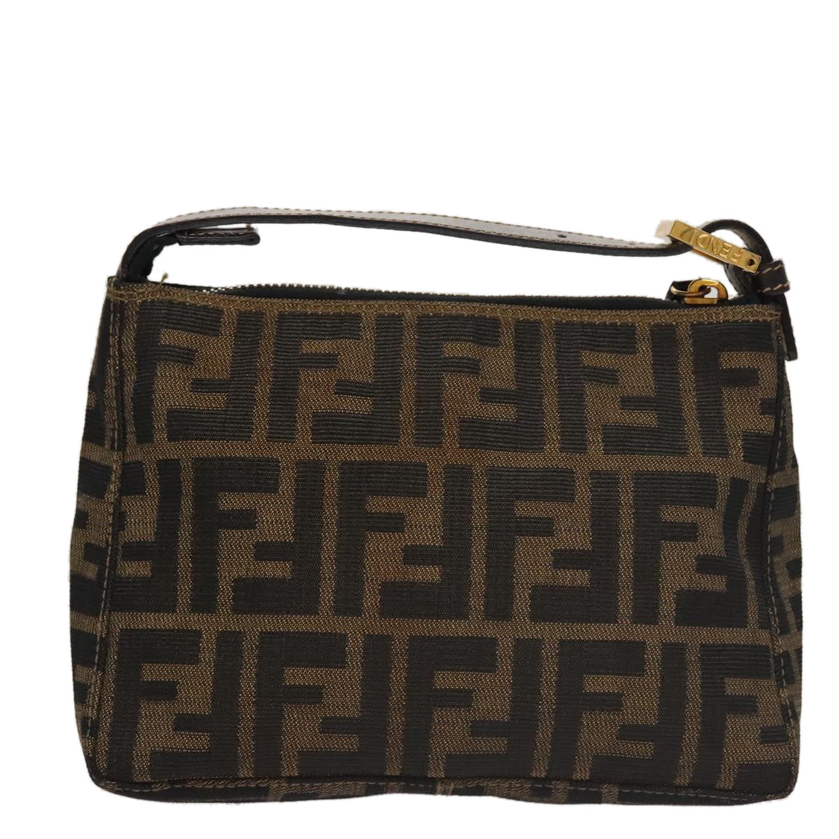 FENDI Zucca Canvas Accessory Pouch Brown Black goldmr873