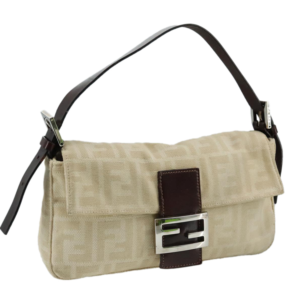 FENDI Zucca Canvas Mamma Baguette Shoulder Bag Beigemr875