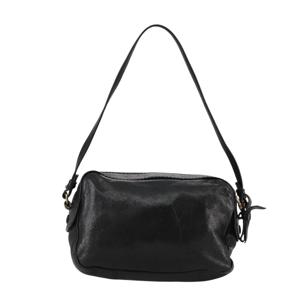 Chloe Shoulder Bag Leather Black Gold mr877