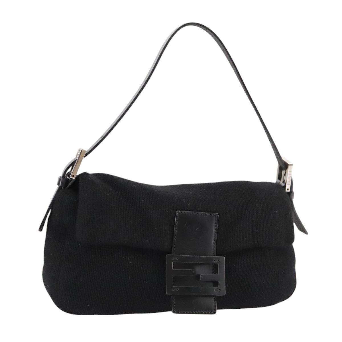 FENDI Mamma Baguette Shoulder Bag Knit Blackmr909A