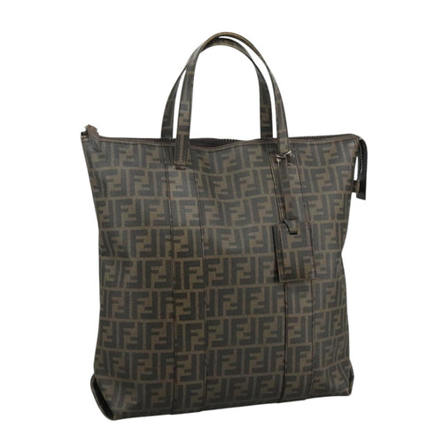 FENDI Zucca Canvas Tote Bag PVC Brown Black 7Va196mr923