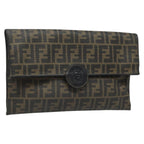 FENDI Zucca Canvas Clutch Bag PVC Brown Black goldmr981
