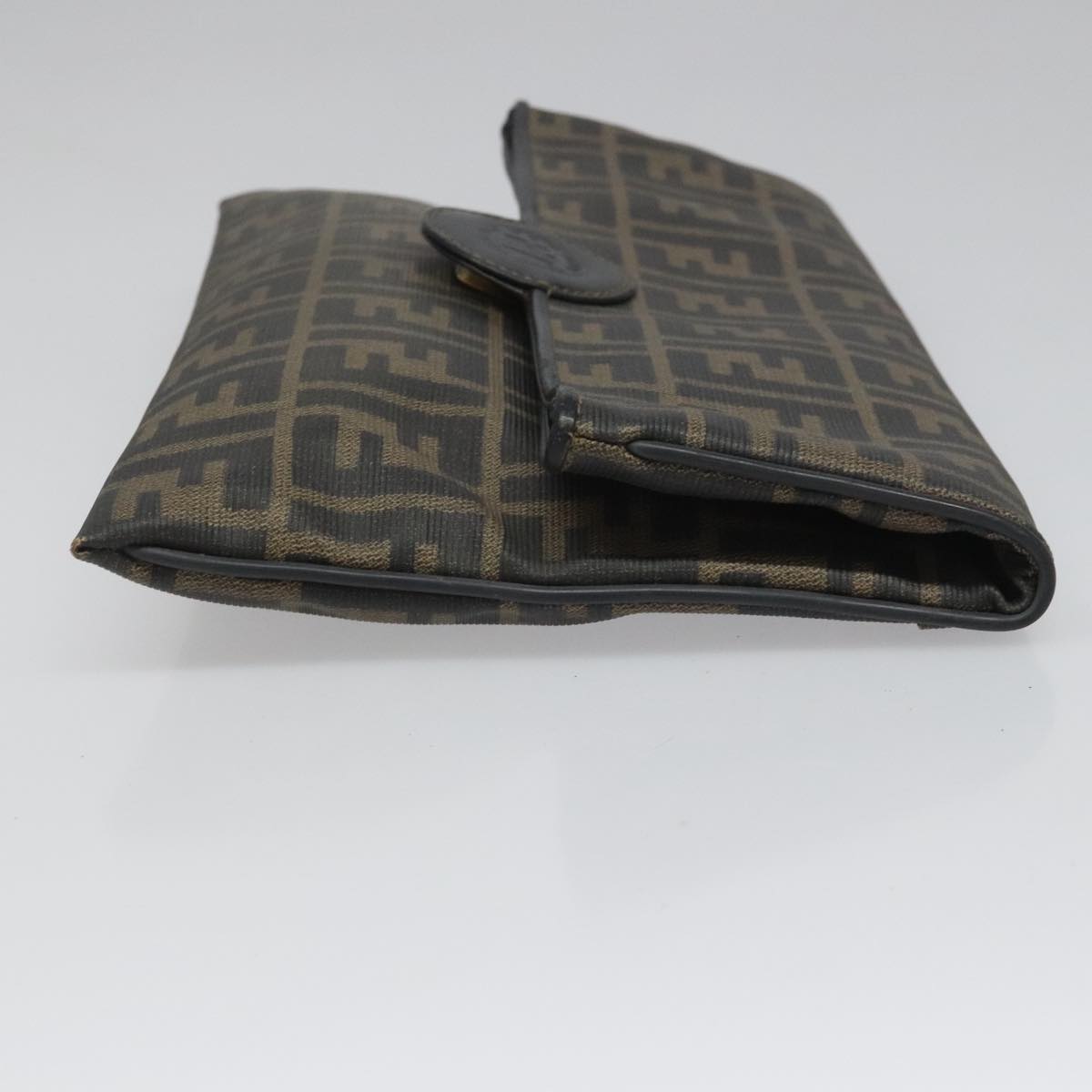 FENDI Zucca Canvas Clutch Bag PVC Brown Black goldmr981