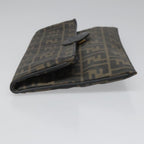FENDI Zucca Canvas Clutch Bag PVC Brown Black goldmr981