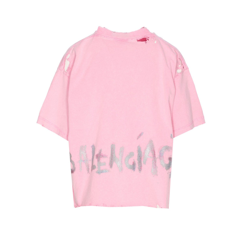 Balenciaga Women Nail Polish Cropped Balenciaga T-Shirt