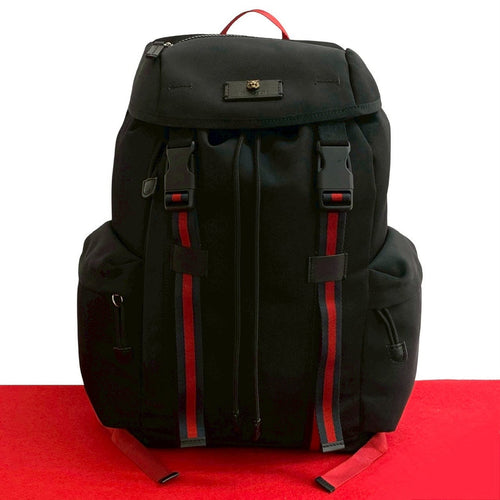 Gucci Tiger Head Sheer Line Leather Nylon Backpack