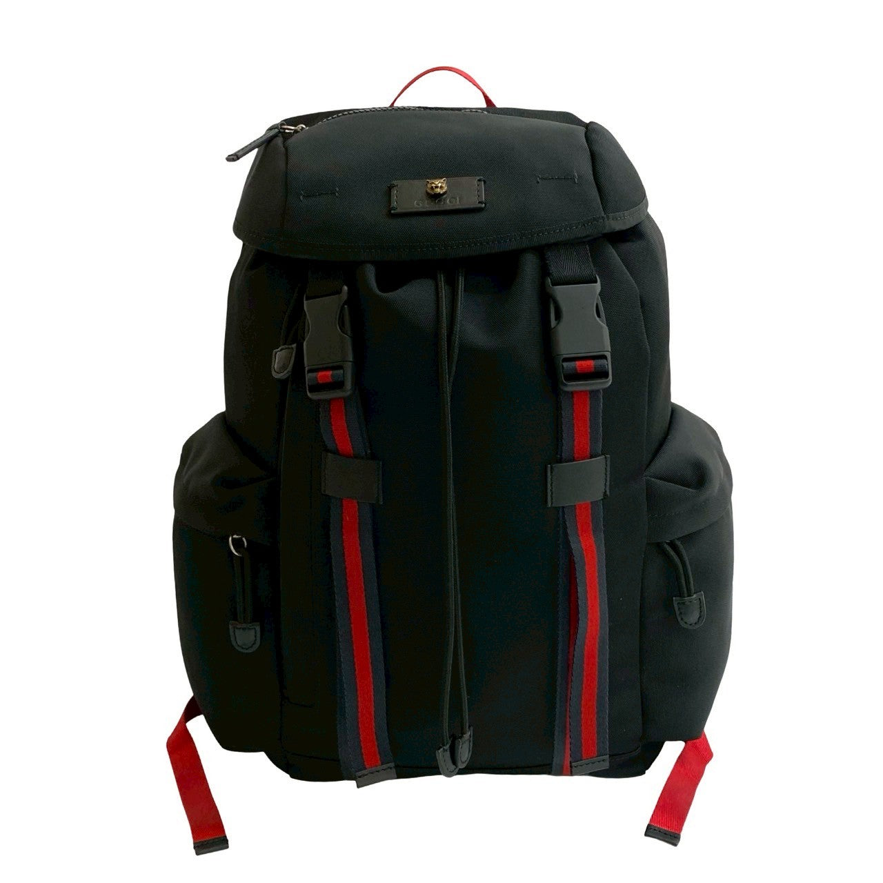 Gucci Tiger Head Sheer Line Leather Nylon Backpack