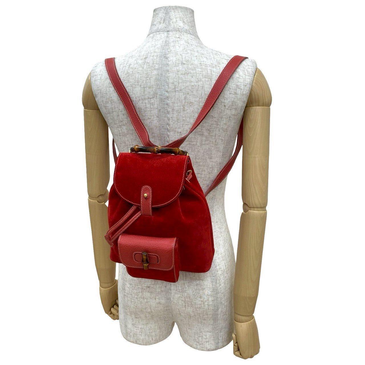 Gucci Bamboo Suede Leather Backpack
