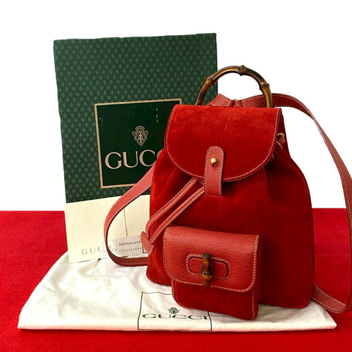 Gucci Bamboo Suede Leather Backpack