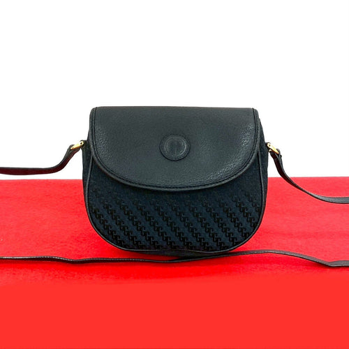 Gucci Old Gucci GG Logo Leather Canvas Shoulder Bag