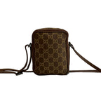 Gucci GG Logo Canvas Leather Shoulder Bag