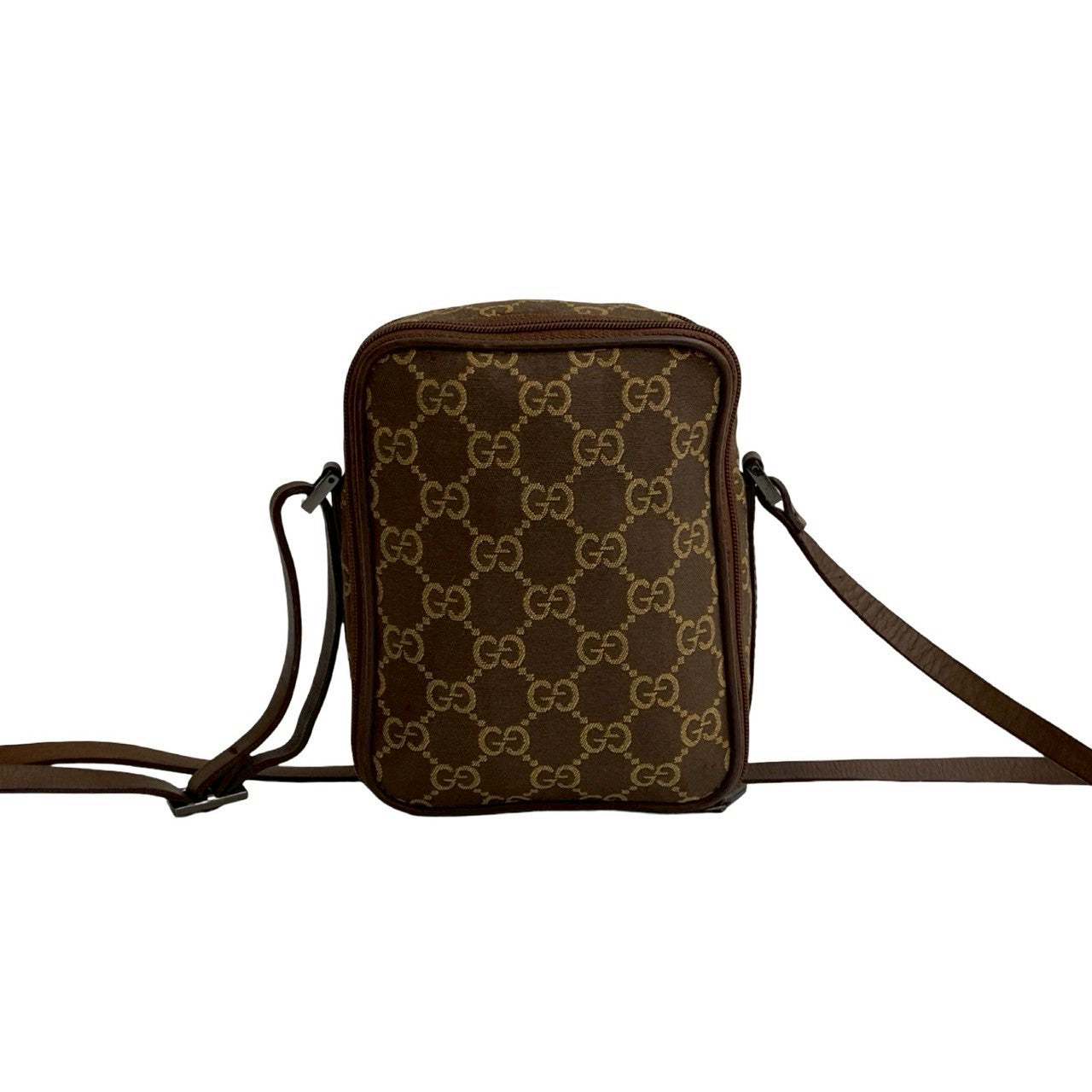 Gucci GG Logo Canvas Leather Shoulder Bag