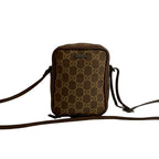 Gucci GG Logo Canvas Leather Shoulder Bag