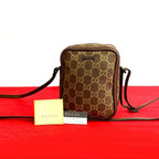 Gucci GG Logo Canvas Leather Shoulder Bag
