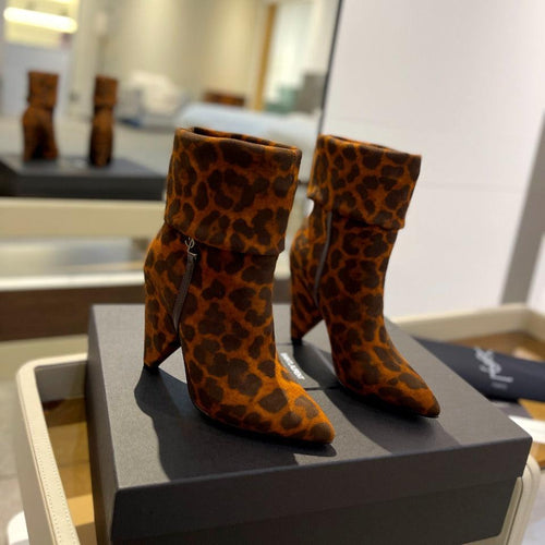 Saint Laurent SL NIKI BOOTIES LEOPARD BRICK SUEDE