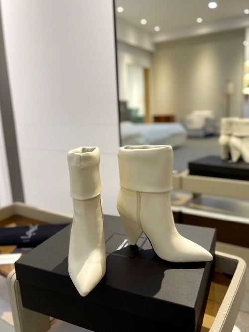 Saint Laurent SL NIKI BOOTIES WHITE CALFSKIN