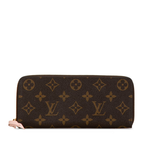 Louis Vuitton Monogram Clemence Long Wallet M61298 Brown Pink PVC Leather