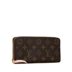 Louis Vuitton Monogram Clemence Long Wallet M61298 Brown Pink PVC Leather