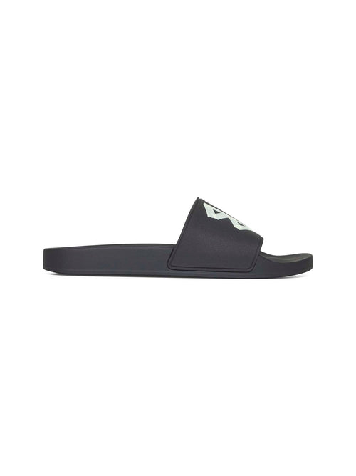 Balenciaga Men Black Rubber Slide Pool Sandals