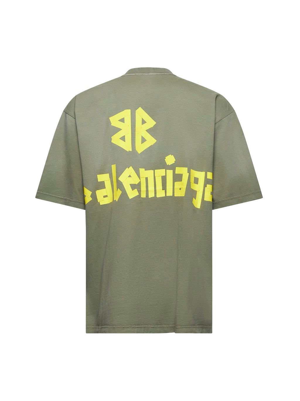 Balenciaga Men Green Tape Type Medium Fit T-Shirt
