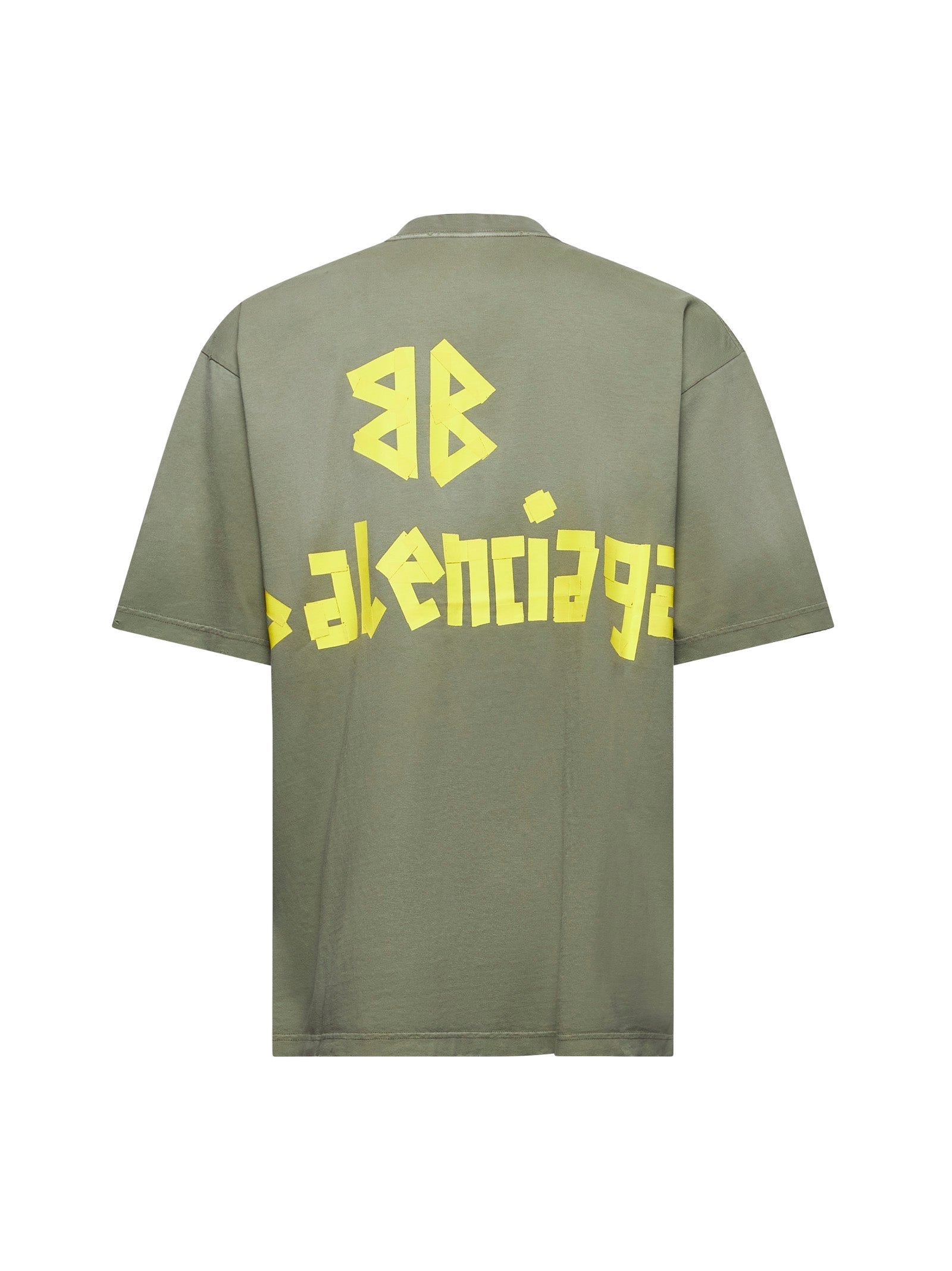 Balenciaga Men Green Tape Type Medium Fit T-Shirt