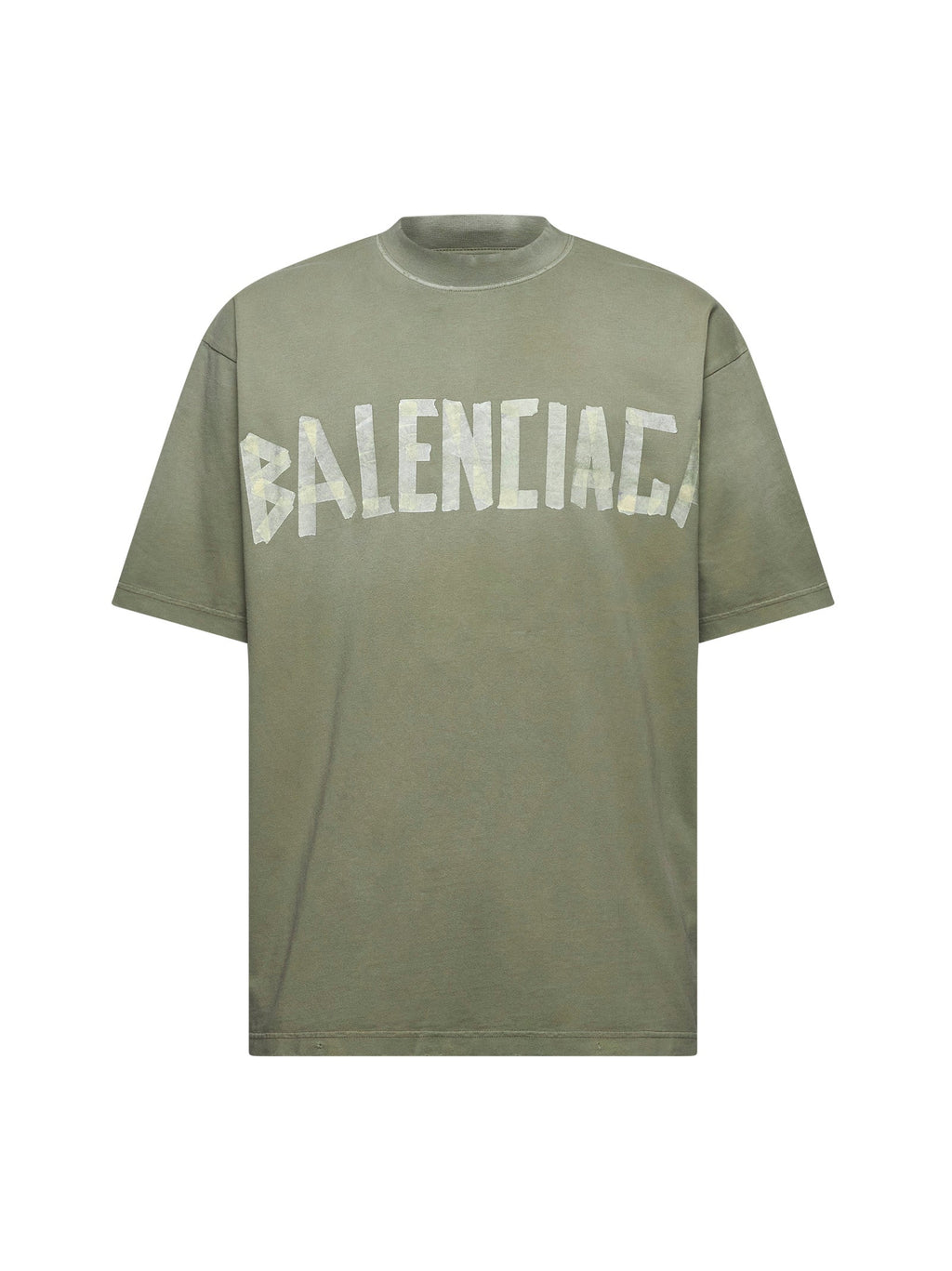 Balenciaga Men Green Tape Type Medium Fit T-Shirt