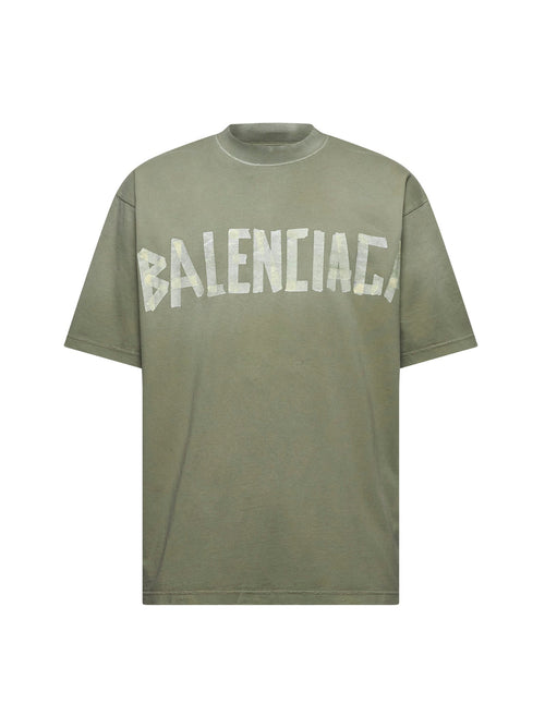 Balenciaga Men Green Tape Type Medium Fit T-Shirt