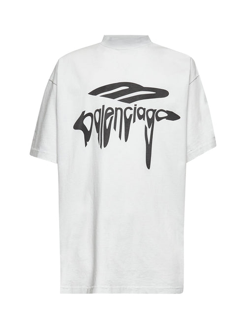 Balenciaga Men Grey 3B Liquefied Oversized T-Shirt