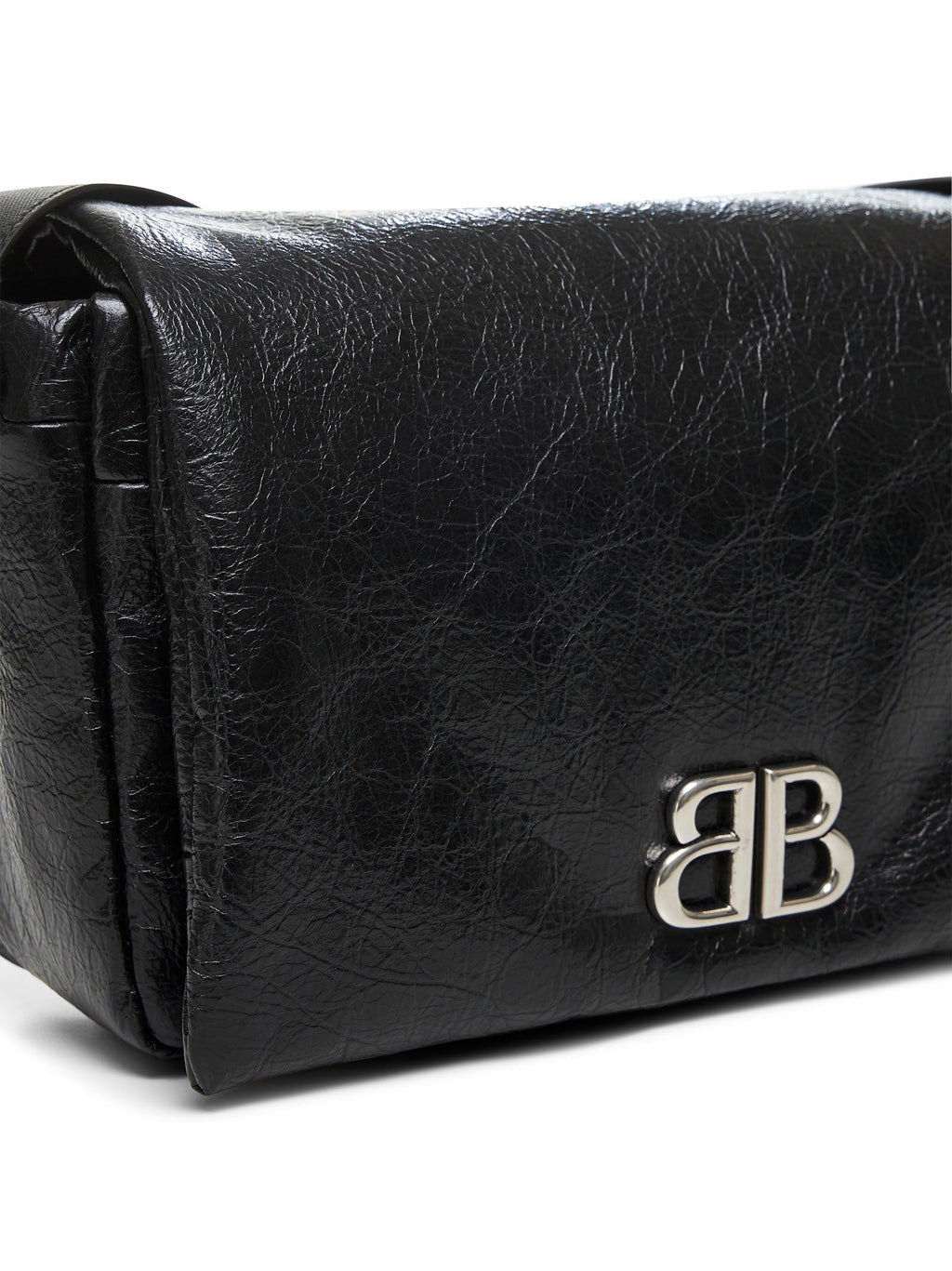 Balenciaga Men Black Monaco Flap Messenger S Bag