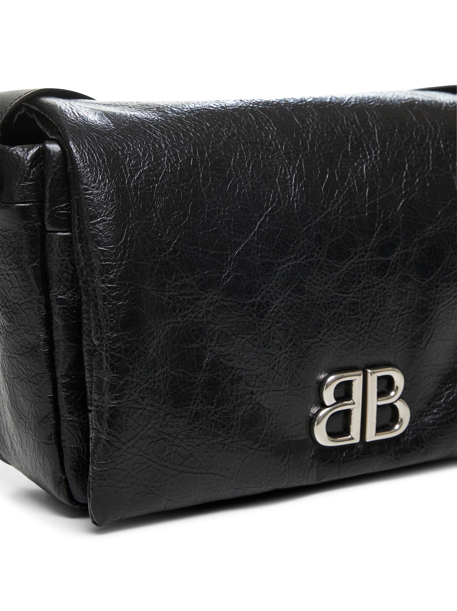 Balenciaga Men Black Monaco Flap Messenger S Bag