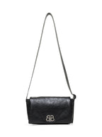 Balenciaga Men Black Monaco Flap Messenger S Bag