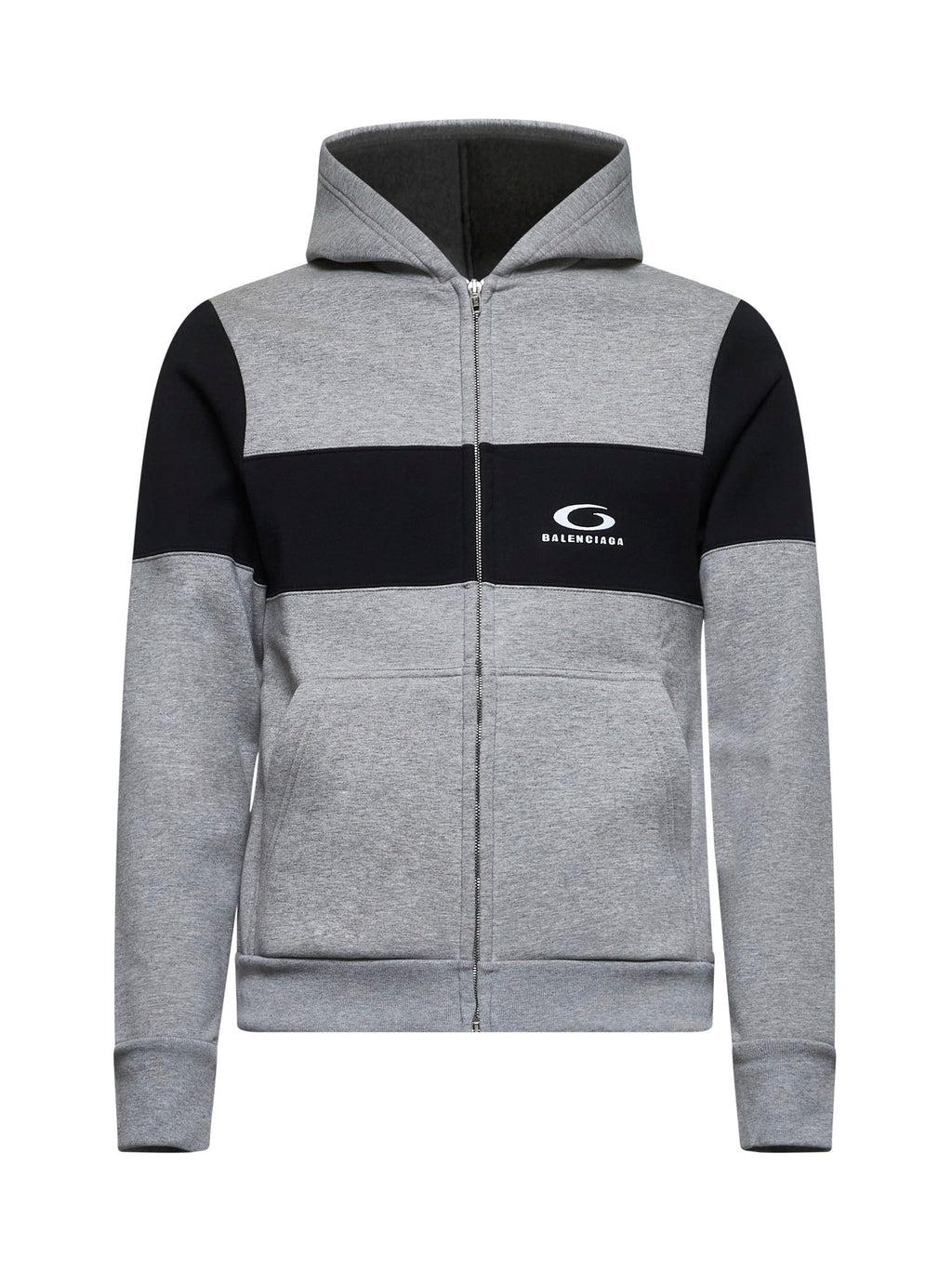 Balenciaga Men Grey Zip-Up Hoodie