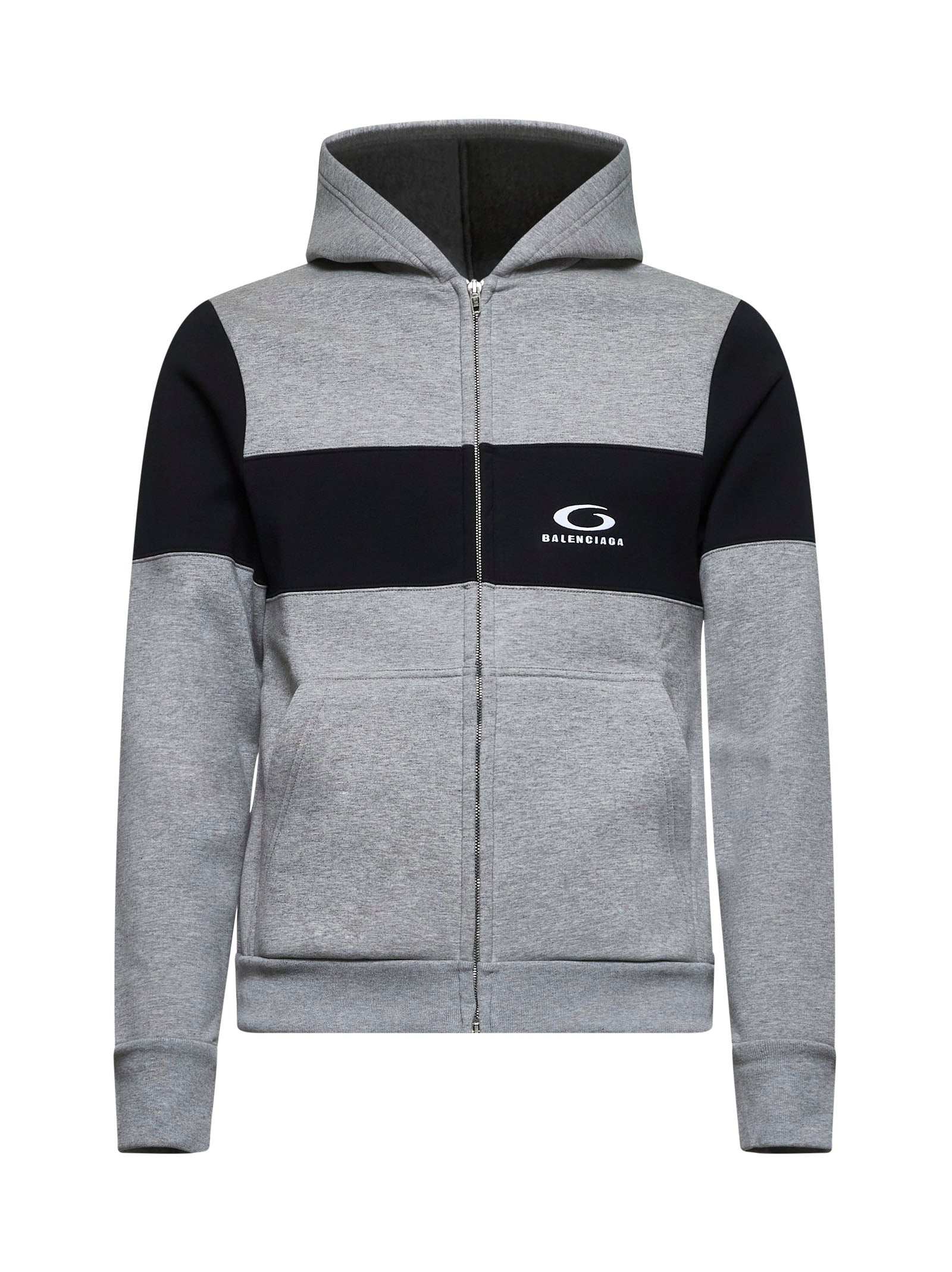 Balenciaga Men Grey Zip-Up Hoodie