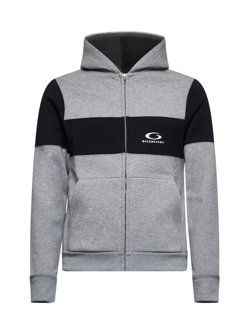 Balenciaga Men Grey Zip-Up Hoodie