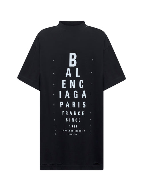Balenciaga Women Black Optical Oversize T-Shirt