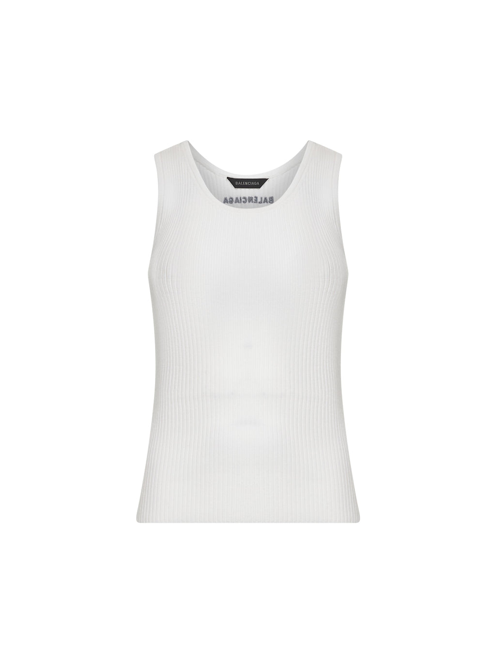 Balenciaga Women White Ribbed Wool Knit Tank Top