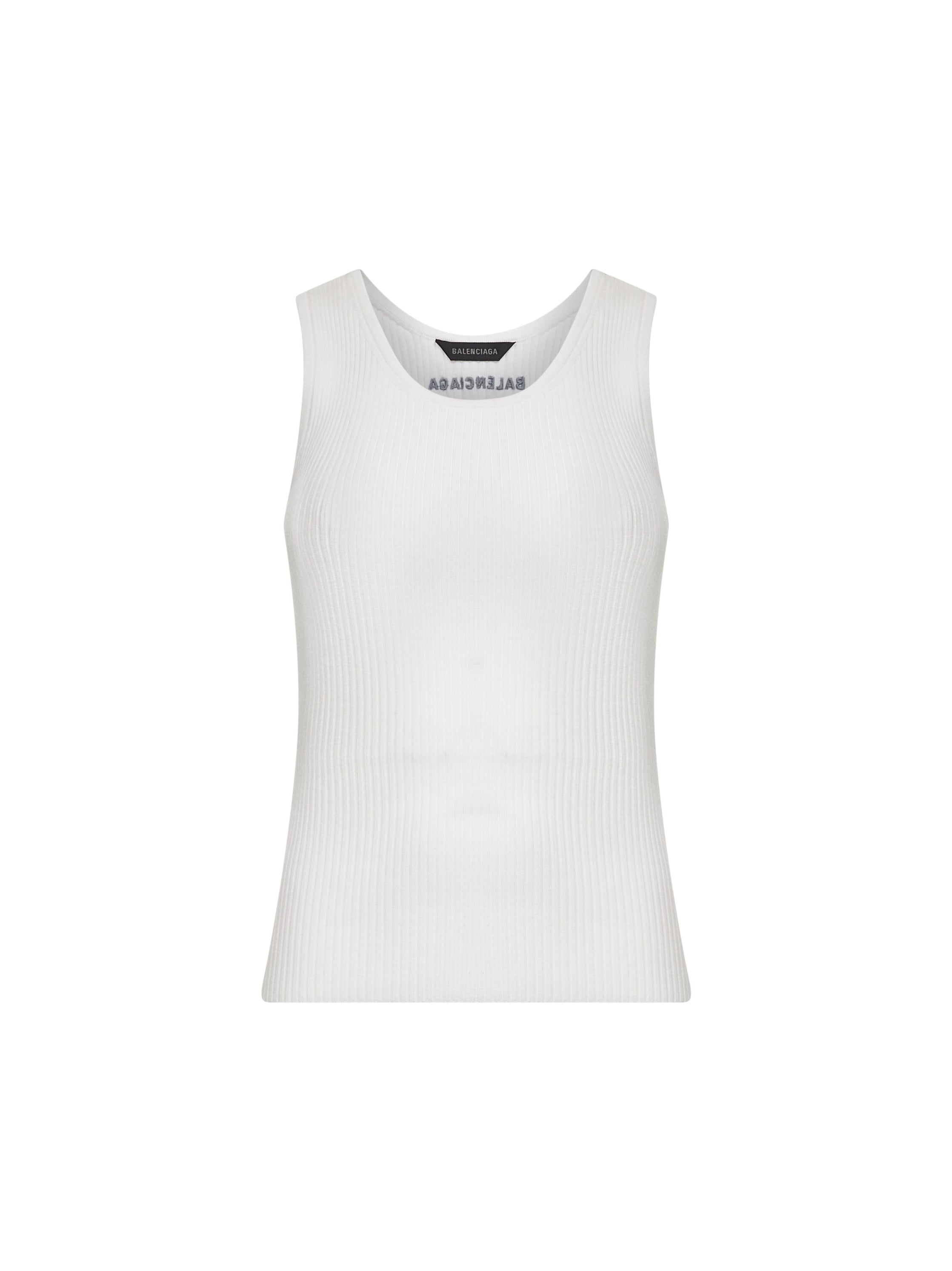 Balenciaga Women White Ribbed Wool Knit Tank Top