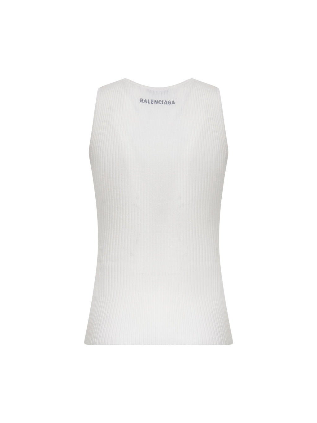 Balenciaga Women White Ribbed Wool Knit Tank Top