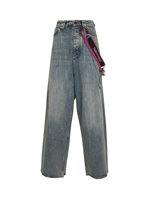 Balenciaga Women Blue Denim Charms Baggy Jeans