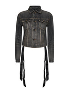 Balenciaga Women Dark Grey Denim Lace-Up Jacket