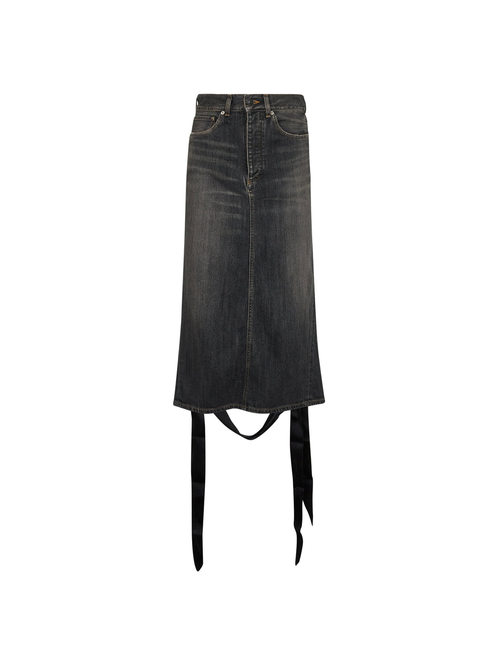 Balenciaga Women Dark Grey Denim Lace-Up Skirt