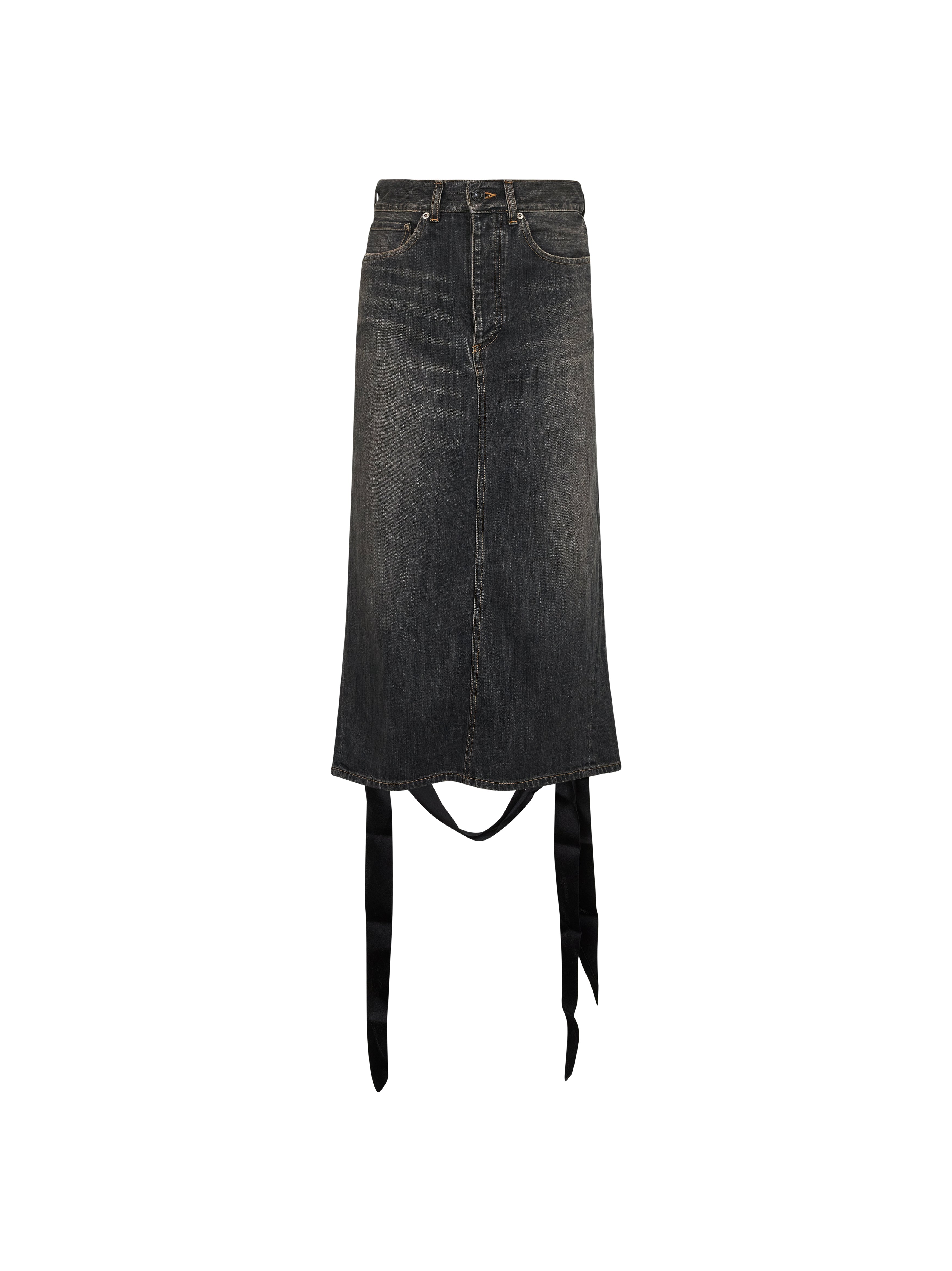 Balenciaga Women Dark Grey Denim Lace-Up Skirt