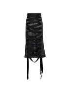 Balenciaga Women Dark Grey Denim Lace-Up Skirt