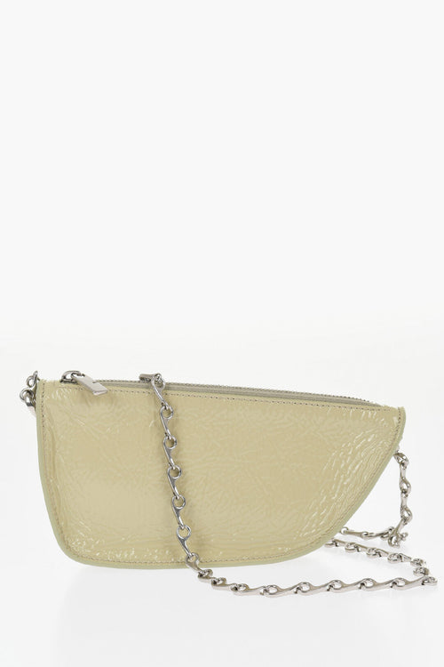 Burberry Patent Leather MICRO SHIELD SLING Bag with Chain Shoulder St