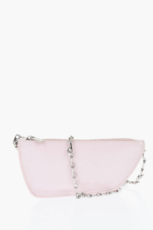 Burberry Patent Leather MICRO SHIELD SLING Bag with Chain Shoulder St