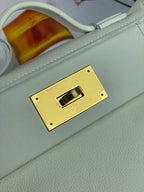 Hermes 24/24 Bag Evercolor with Swift 21  white Gold Hardware